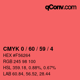 カラーコード: CMYK 0 / 60 / 59 / 4 | qconv.com