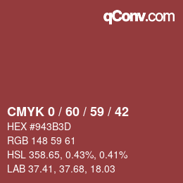 カラーコード: CMYK 0 / 60 / 59 / 42 | qconv.com