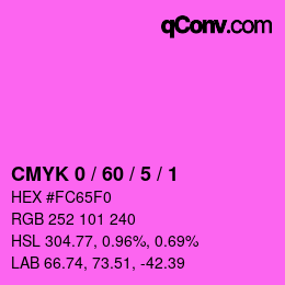 Farbcode: CMYK 0 / 60 / 5 / 1 | qconv.com