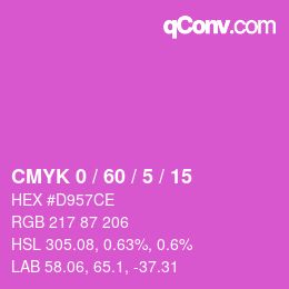 カラーコード: CMYK 0 / 60 / 5 / 15 | qconv.com