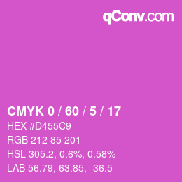 カラーコード: CMYK 0 / 60 / 5 / 17 | qconv.com