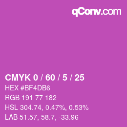 カラーコード: CMYK 0 / 60 / 5 / 25 | qconv.com