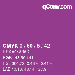 カラーコード: CMYK 0 / 60 / 5 / 42 | qconv.com