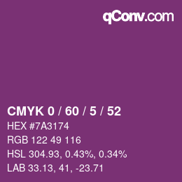 カラーコード: CMYK 0 / 60 / 5 / 52 | qconv.com