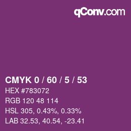カラーコード: CMYK 0 / 60 / 5 / 53 | qconv.com