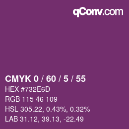 カラーコード: CMYK 0 / 60 / 5 / 55 | qconv.com