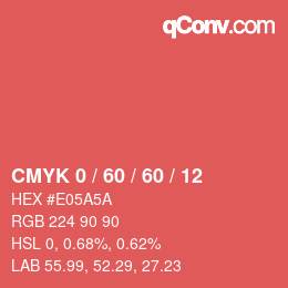 カラーコード: CMYK 0 / 60 / 60 / 12 | qconv.com
