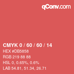 Farbcode: CMYK 0 / 60 / 60 / 14 | qconv.com