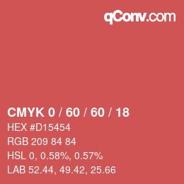 カラーコード: CMYK 0 / 60 / 60 / 18 | qconv.com