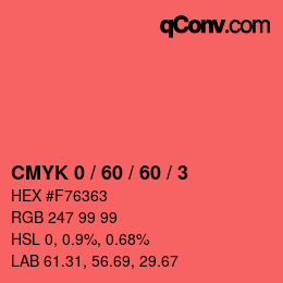 Farbcode: CMYK 0 / 60 / 60 / 3 | qconv.com