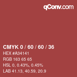 Farbcode: CMYK 0 / 60 / 60 / 36 | qconv.com