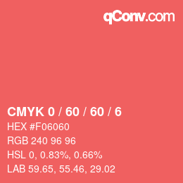 Farbcode: CMYK 0 / 60 / 60 / 6 | qconv.com