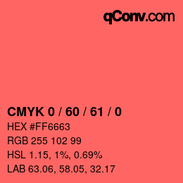 カラーコード: CMYK 0 / 60 / 61 / 0 | qconv.com