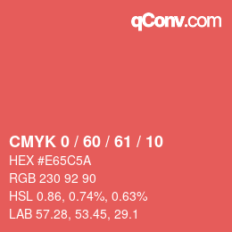 カラーコード: CMYK 0 / 60 / 61 / 10 | qconv.com