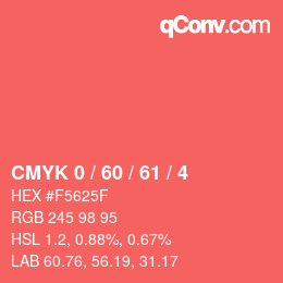 カラーコード: CMYK 0 / 60 / 61 / 4 | qconv.com