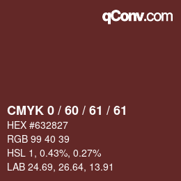 カラーコード: CMYK 0 / 60 / 61 / 61 | qconv.com