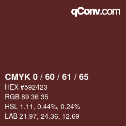カラーコード: CMYK 0 / 60 / 61 / 65 | qconv.com