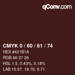カラーコード: CMYK 0 / 60 / 61 / 74 | qconv.com