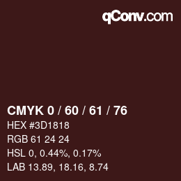 颜色代码: CMYK 0 / 60 / 61 / 76 | qconv.com