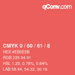 Farbcode: CMYK 0 / 60 / 61 / 8 | qconv.com