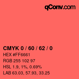 カラーコード: CMYK 0 / 60 / 62 / 0 | qconv.com