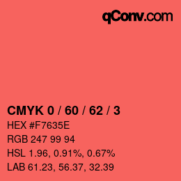 カラーコード: CMYK 0 / 60 / 62 / 3 | qconv.com