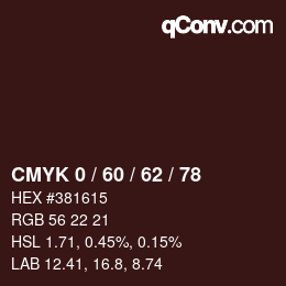 カラーコード: CMYK 0 / 60 / 62 / 78 | qconv.com