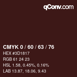 カラーコード: CMYK 0 / 60 / 63 / 76 | qconv.com
