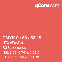 颜色代码: CMYK 0 / 60 / 63 / 9 | qconv.com