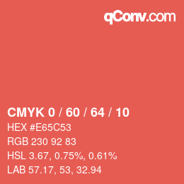 カラーコード: CMYK 0 / 60 / 64 / 10 | qconv.com