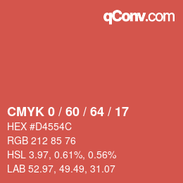 颜色代码: CMYK 0 / 60 / 64 / 17 | qconv.com