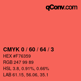 カラーコード: CMYK 0 / 60 / 64 / 3 | qconv.com