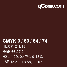 カラーコード: CMYK 0 / 60 / 64 / 74 | qconv.com