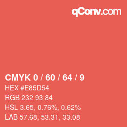 カラーコード: CMYK 0 / 60 / 64 / 9 | qconv.com