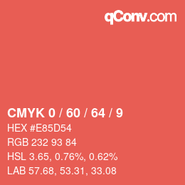 Farbcode: CMYK 0 / 60 / 64 / 9 | qconv.com