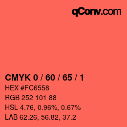 カラーコード: CMYK 0 / 60 / 65 / 1 | qconv.com