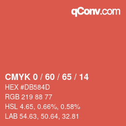 カラーコード: CMYK 0 / 60 / 65 / 14 | qconv.com