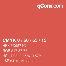 カラーコード: CMYK 0 / 60 / 65 / 15 | qconv.com