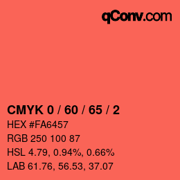 カラーコード: CMYK 0 / 60 / 65 / 2 | qconv.com