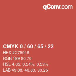 カラーコード: CMYK 0 / 60 / 65 / 22 | qconv.com