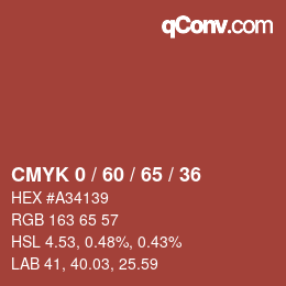 カラーコード: CMYK 0 / 60 / 65 / 36 | qconv.com