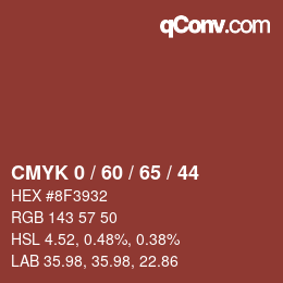 カラーコード: CMYK 0 / 60 / 65 / 44 | qconv.com