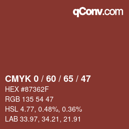 Color code: CMYK 0 / 60 / 65 / 47 | qconv.com