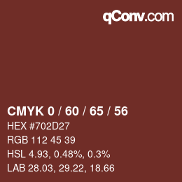 颜色代码: CMYK 0 / 60 / 65 / 56 | qconv.com
