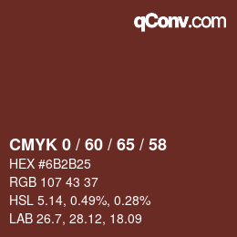 カラーコード: CMYK 0 / 60 / 65 / 58 | qconv.com