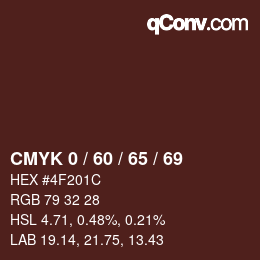 カラーコード: CMYK 0 / 60 / 65 / 69 | qconv.com