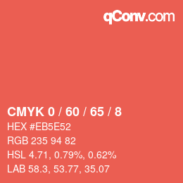 Farbcode: CMYK 0 / 60 / 65 / 8 | qconv.com