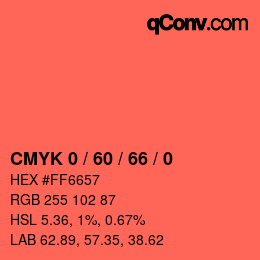 颜色代码: CMYK 0 / 60 / 66 / 0 | qconv.com