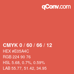 カラーコード: CMYK 0 / 60 / 66 / 12 | qconv.com