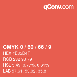 カラーコード: CMYK 0 / 60 / 66 / 9 | qconv.com